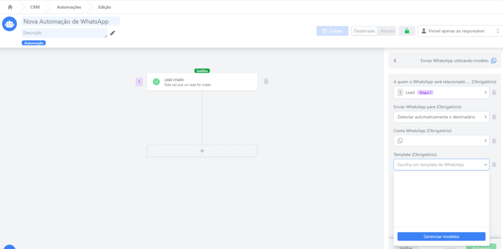 montagem de automação whatsapp