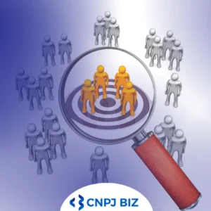 Marketing Qualified Lead - Vários grupos de bonequinhos. Um dos grupos está no centro com cor destacada e em cima de um alvo. Há uma lupa sobre eles.